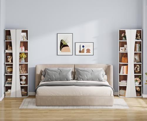 White and Walnut 6-Tier Corner Bookcase G52086