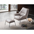 Khaki Upholstered Leather Accent Chair and Ottoman W796