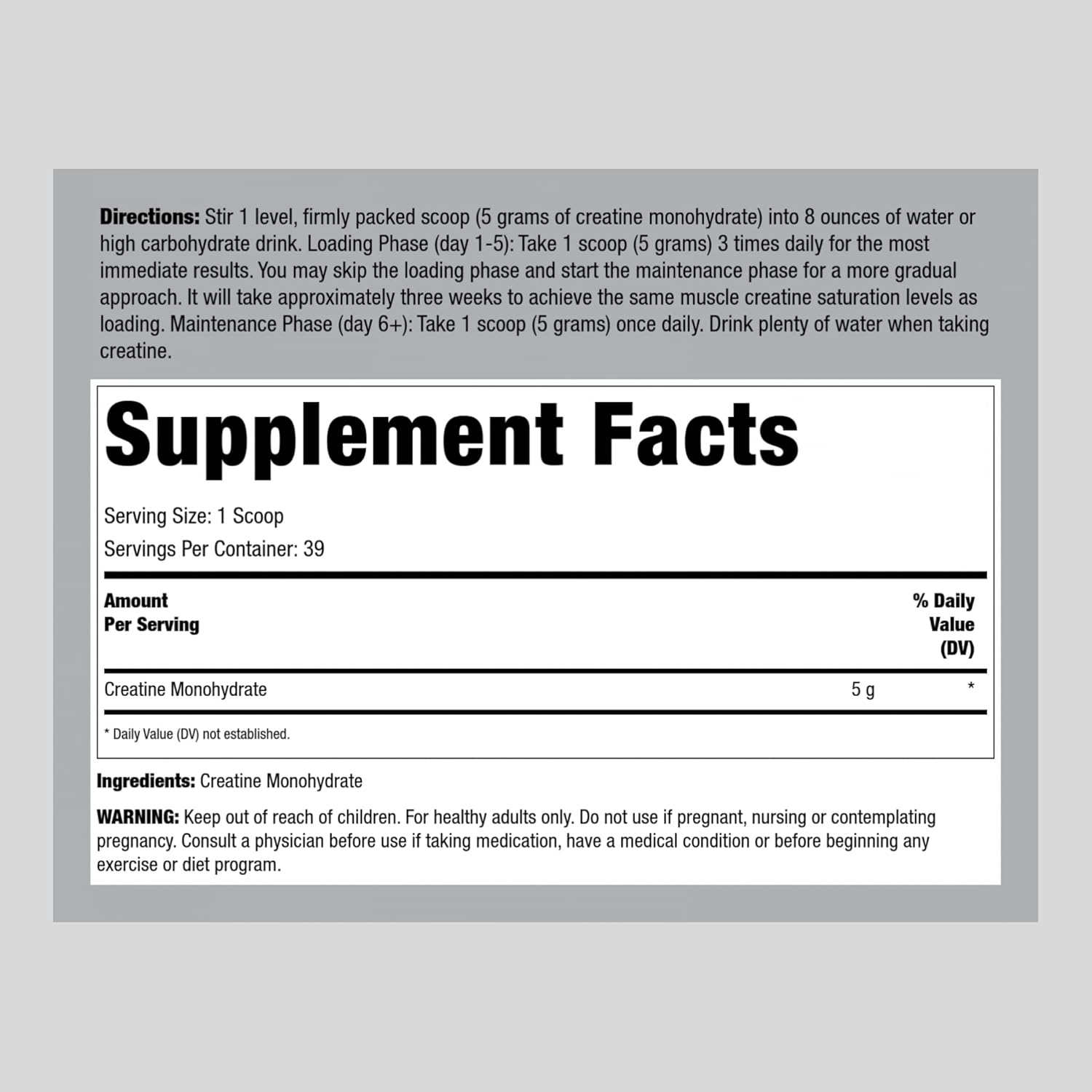 Creatine Monohydrate Powder 7.05 oz 39 Servings C2358