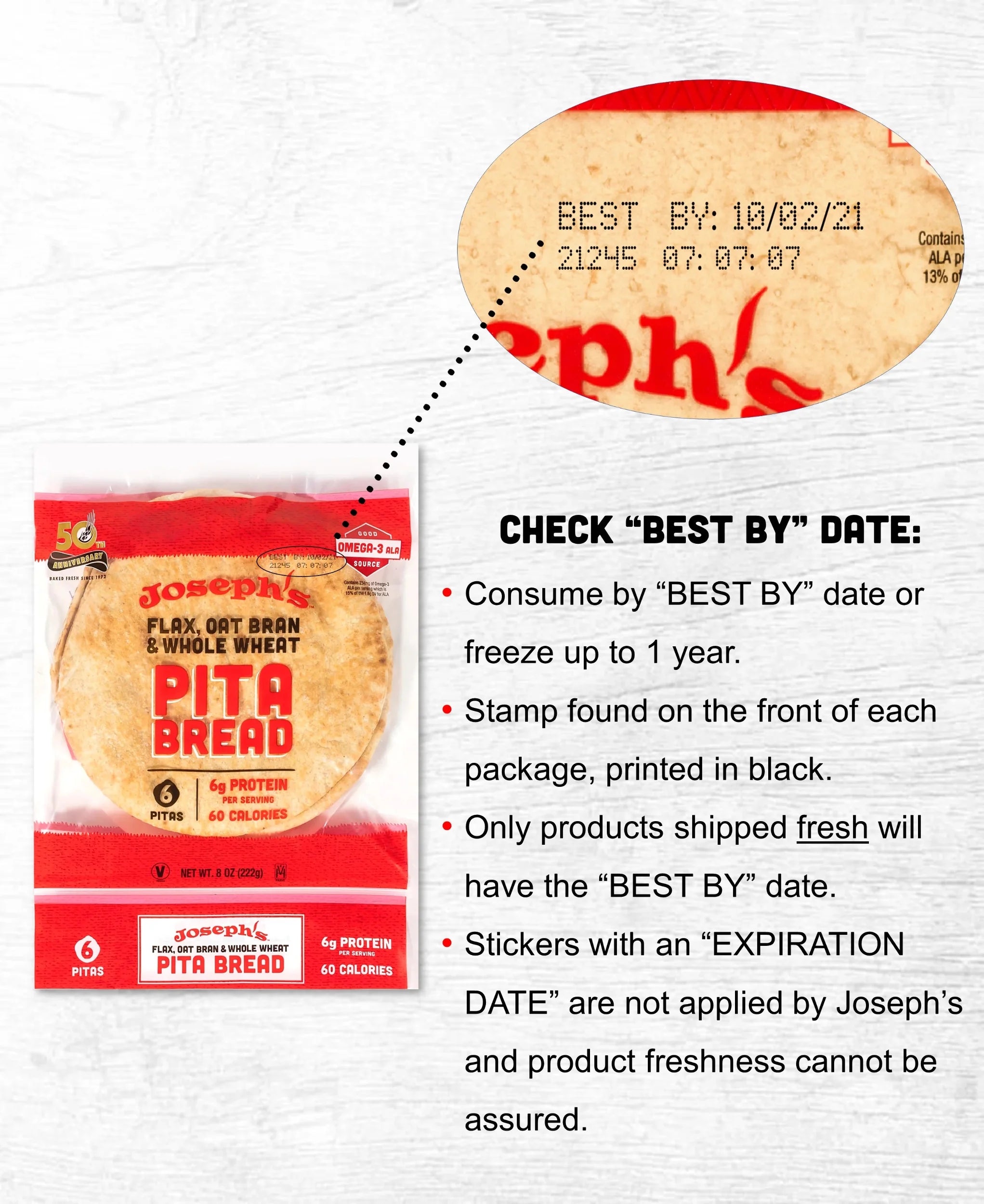 Low Net Carb Flax Pita Bread, 8 oz, 3 Pack, 18 Count F143