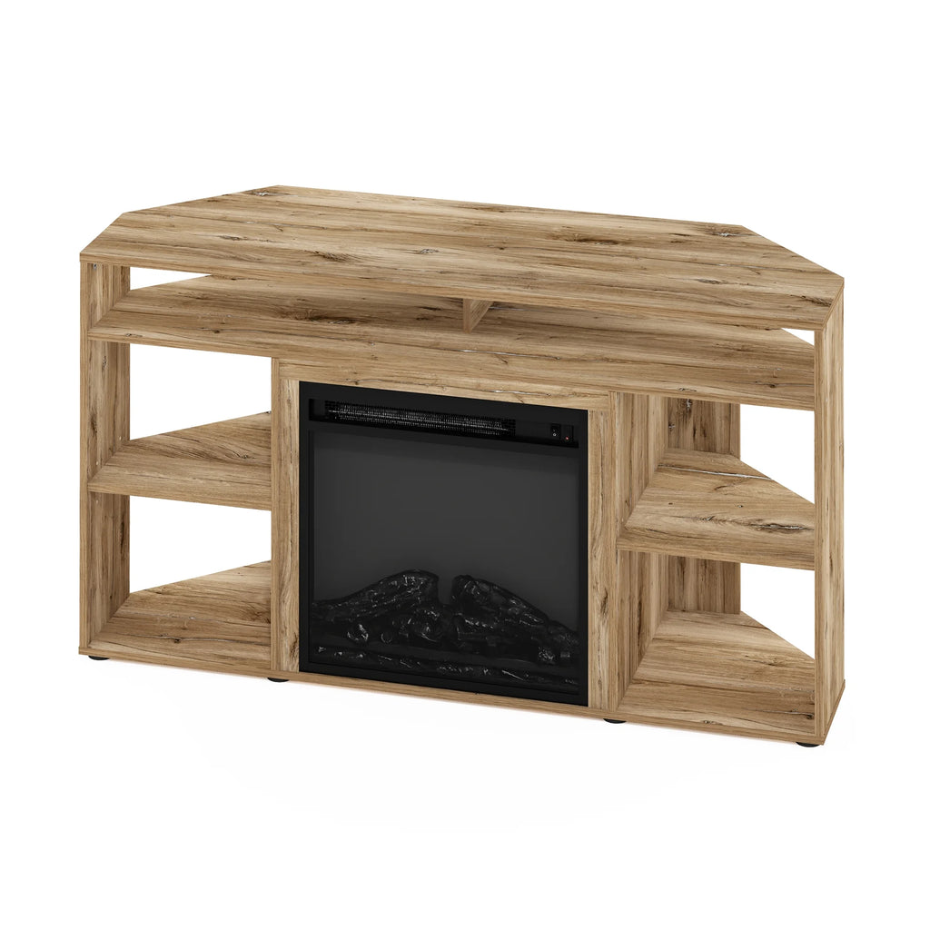 Corner TV Stand with Fireplace, Flagstaff Oak G514