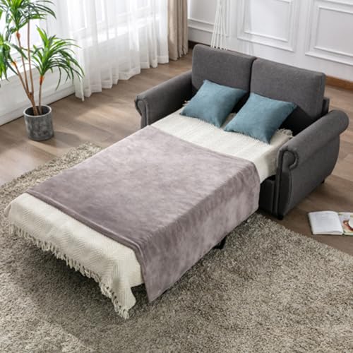 Gray Convertible Sleeper Sofa with Twin Size Memory Mattress U193133