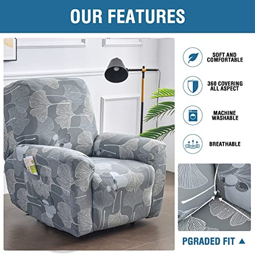 4-Pieces Non Slip Recliner Slipcovers with Storage Pockets G385