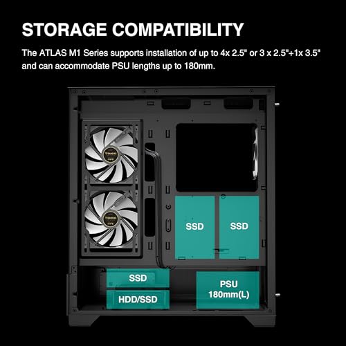 White Mid Tower ATX Tempered Glass PC Case with 3x120mm ARGB PWM Fans N447303