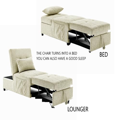 Beige Breathable Fabric Convertible Sleeper Chair Bed G800