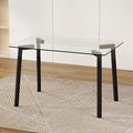 Clear Tempered Glass Dining Table with Metal Legs V542259