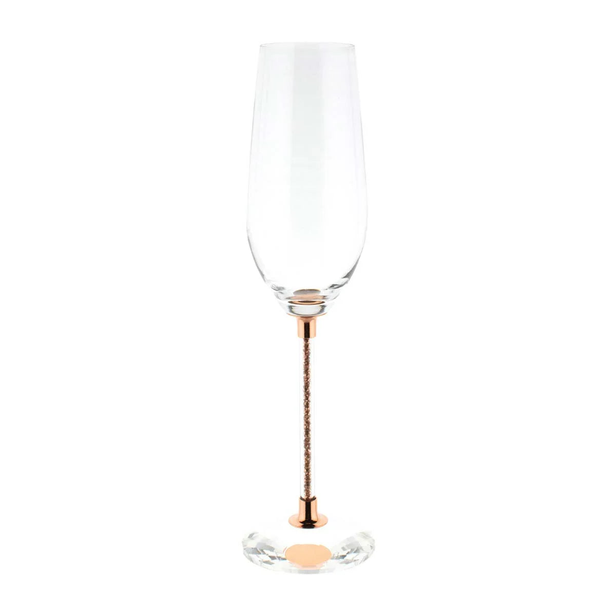 Set of 2 Rhinestone Crystal Stem Toasting Flutes in Gift Box L9014