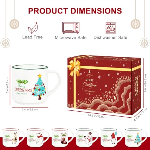 14oz Ceramic Coffee Mugs Set of 6 U623