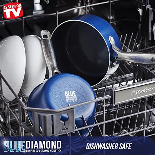 Blue Diamond Cookware Diamond Infused Ceramic Nonstick 1-Quart and 2-Quart Saucepan Pot Set A9047