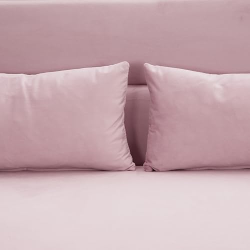 Pink Velvet Sleeper Sofa Couch Bed with Two Pillows Q18078