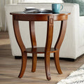 Rustic Cherry Wood Round Accent Side End Table 26" Wide Natural Grain Curving Legs A189118