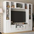 White TV Stand with Glass Doors & Shelves E546