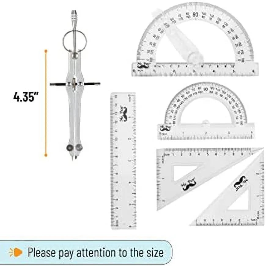 15 Piece Geometry Set with 6 Inch Swing Arm Protractor O80004