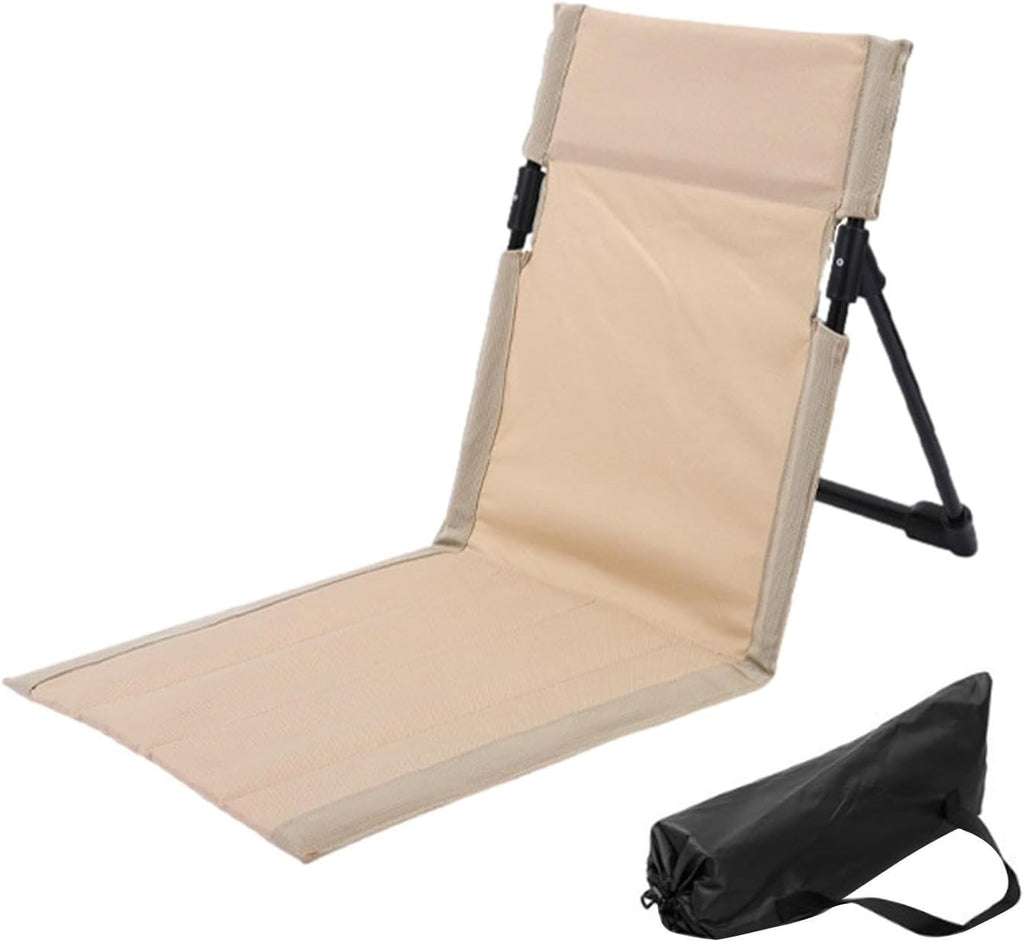 White Folding Beach Lounge Chair with Adjustable Backrest & Storage Bag Q255370