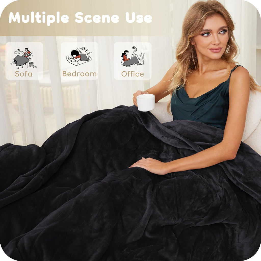 72" x 84" Full Size Dark Grey Flannel Heated Blanket L72726