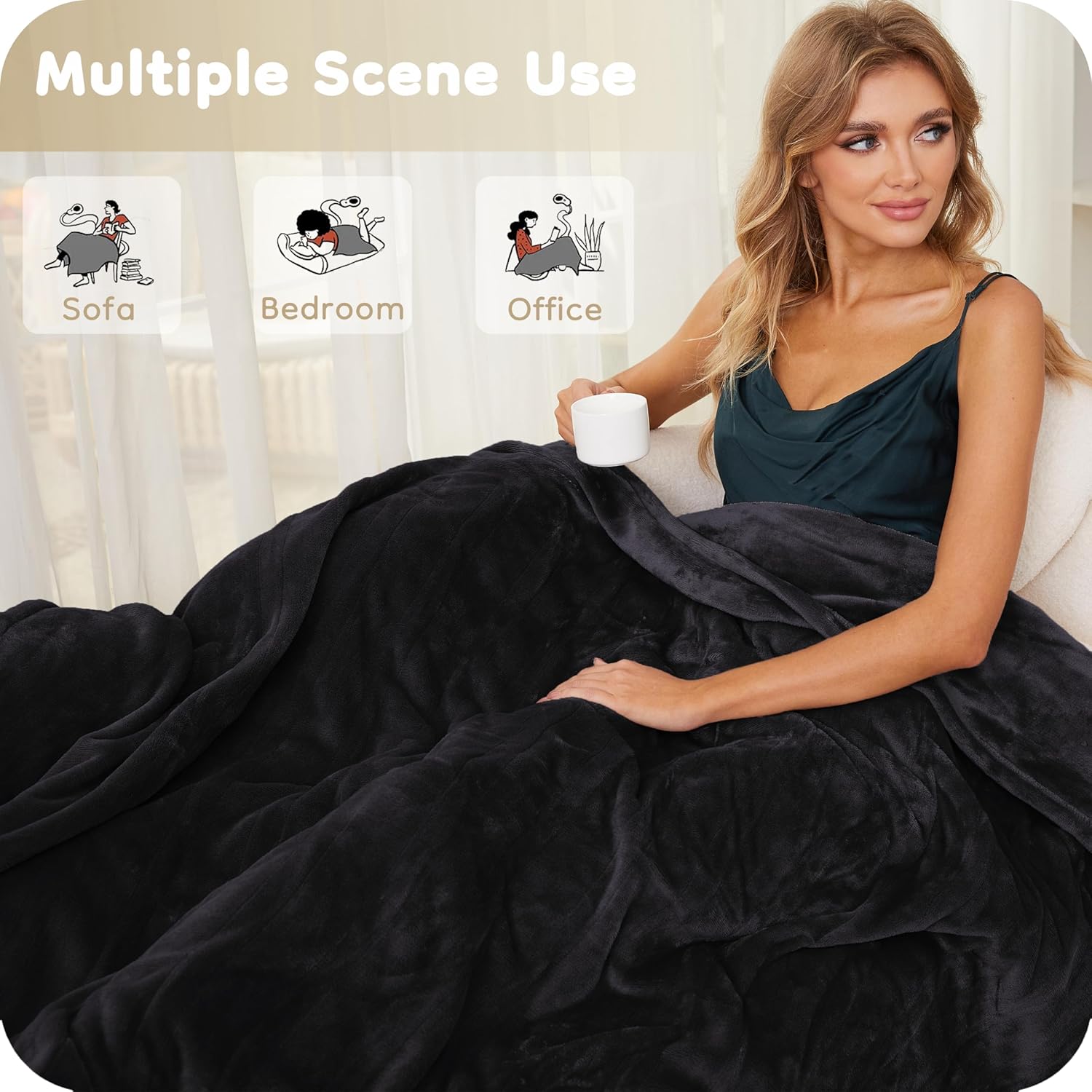72" x 84" Full Size Dark Grey Flannel Heated Blanket L72726