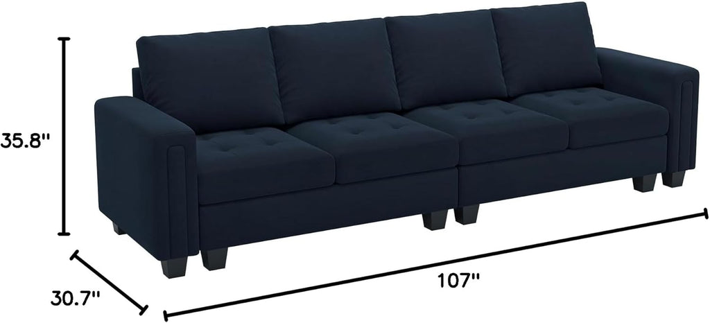 Blue Velvet Modular 4 Seat Sofa Couch Sectional C719332