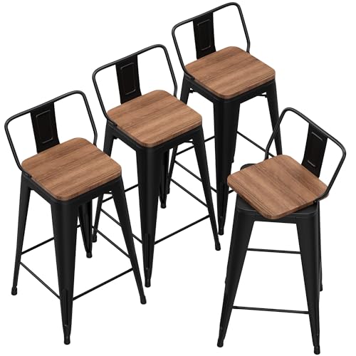 30 Inch Set of 4 Swivel Counter Height Metal Bar Stools Q2021