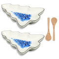 2 Pcs Christmas Dinner Platter Ceramic Serving Dishes with Wooden Spoon Serving Platters Bowl P7162