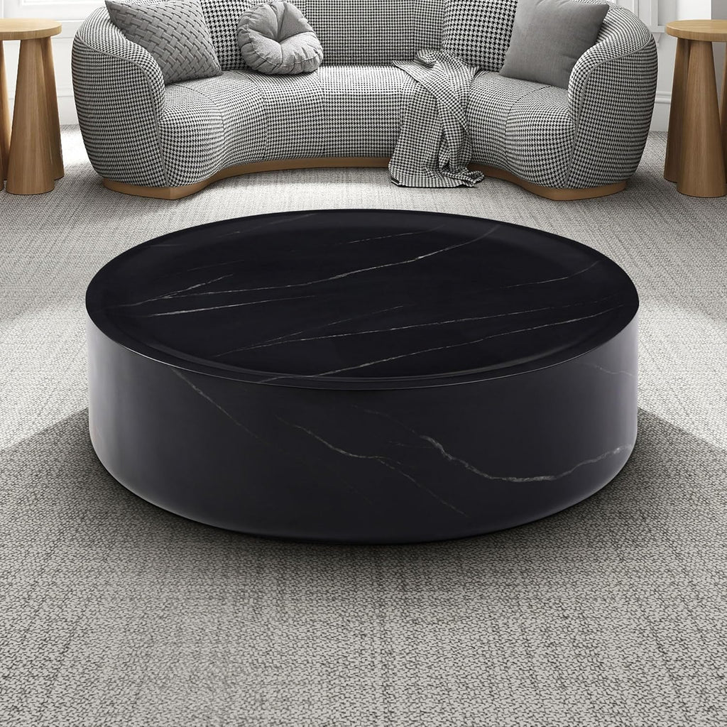 Black Faux Marble Round Coffee Table D41319
