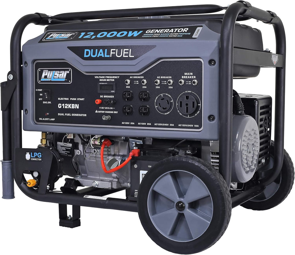 Heavy Duty Portable Dual Fuel Generator - 9500 Rated Watts & 12000 Peak Watts - Gas & LPG - Electric Start L2403