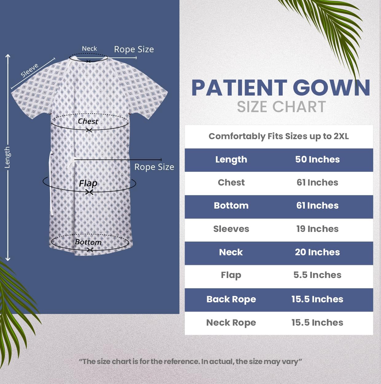 6 Pack Unisex Hospital Gowns with Back Tie G747882