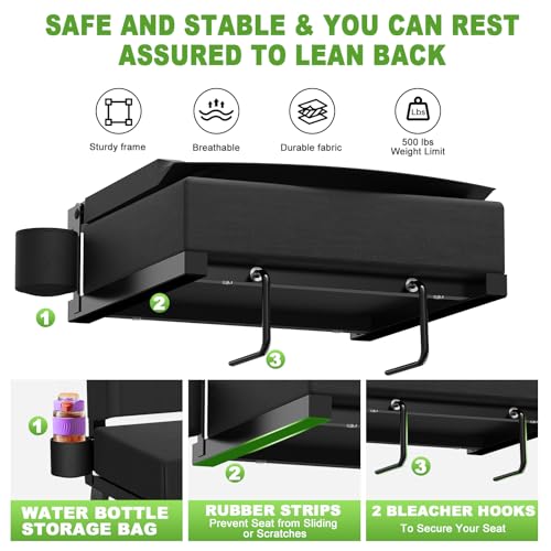 Black Bleacher Seat with Back Support R9321