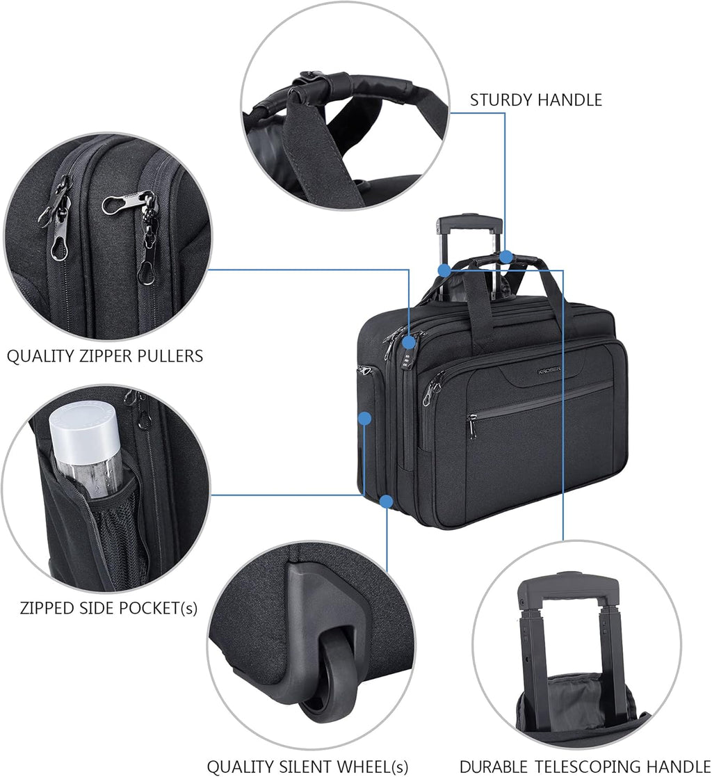 Black Rolling Laptop Bag Wheeled Briefcase M232284
