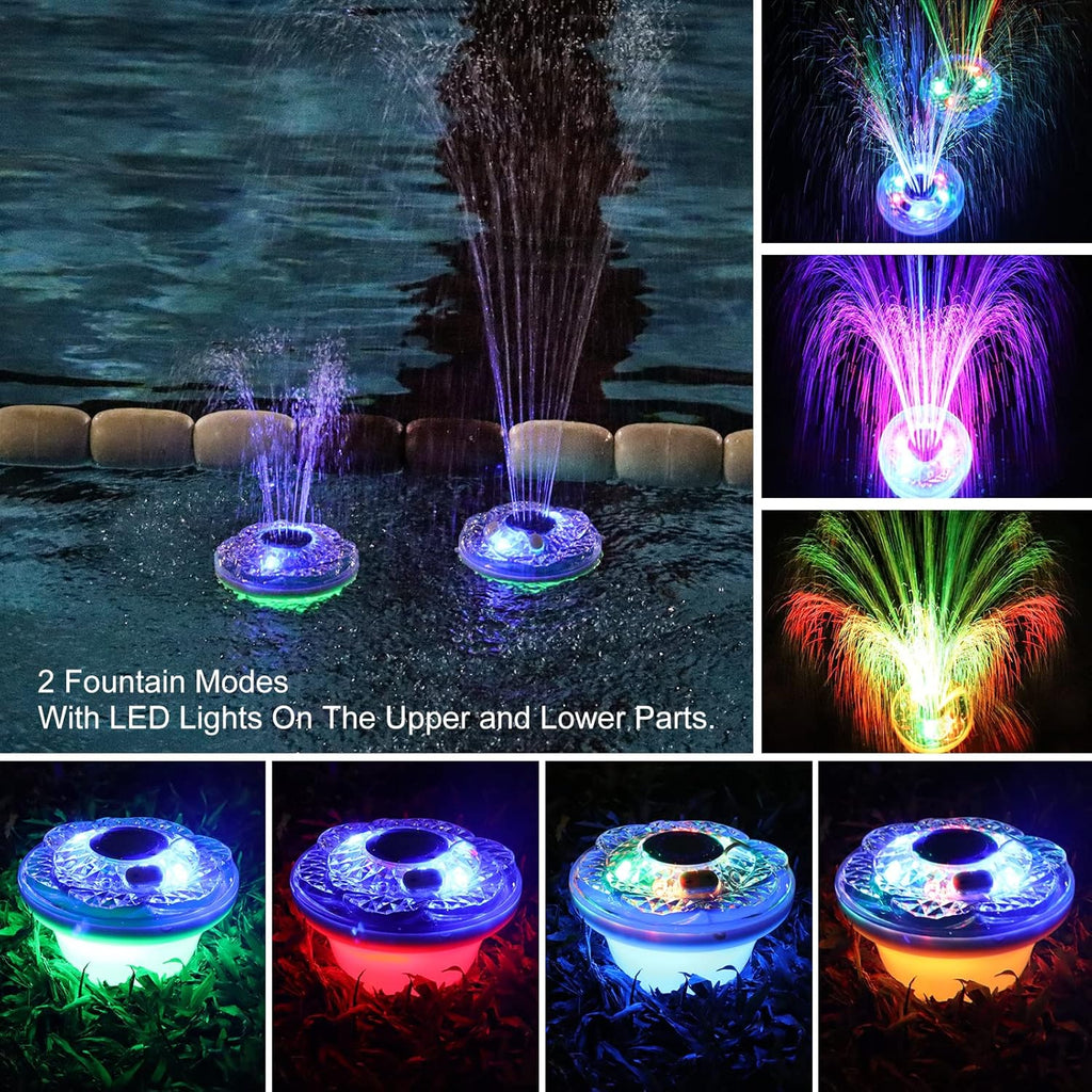 Floating Pool Fountain with Light Show, Rechargeable Battery, IP68 Waterproof, 2 Modes, 1pc F793562