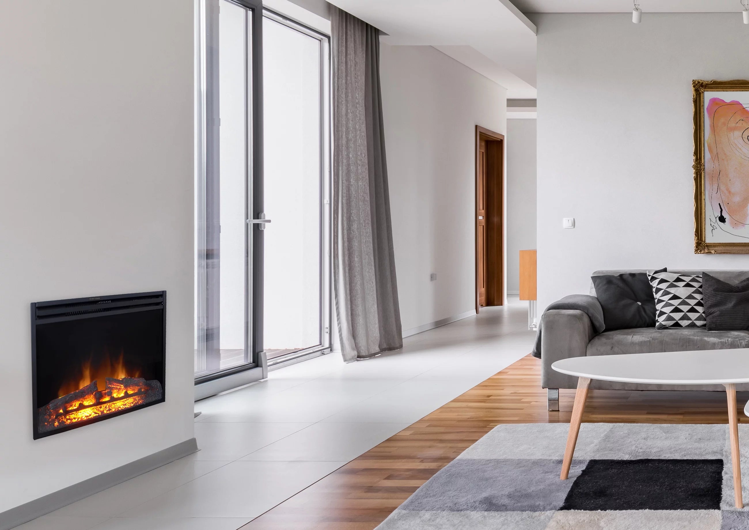 27-In. Freestanding Electric Fireplace Heater Insert with Remote Control J1212