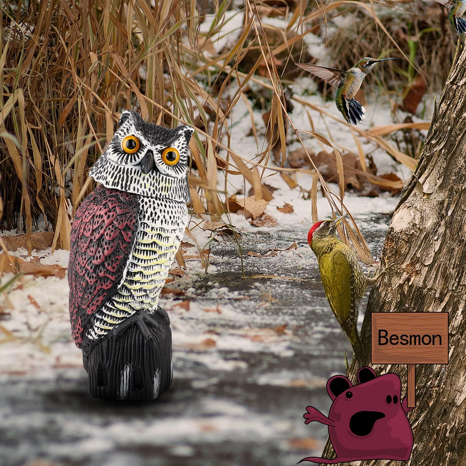 Plastic Owl Decoy with Rotating Head C357