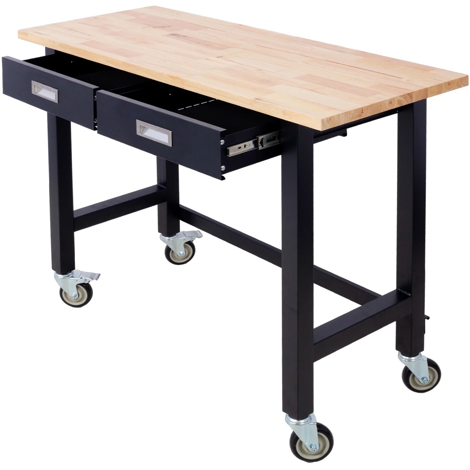 48in Adjustable Bamboo Wood Work Bench with Drawer Storage J281578