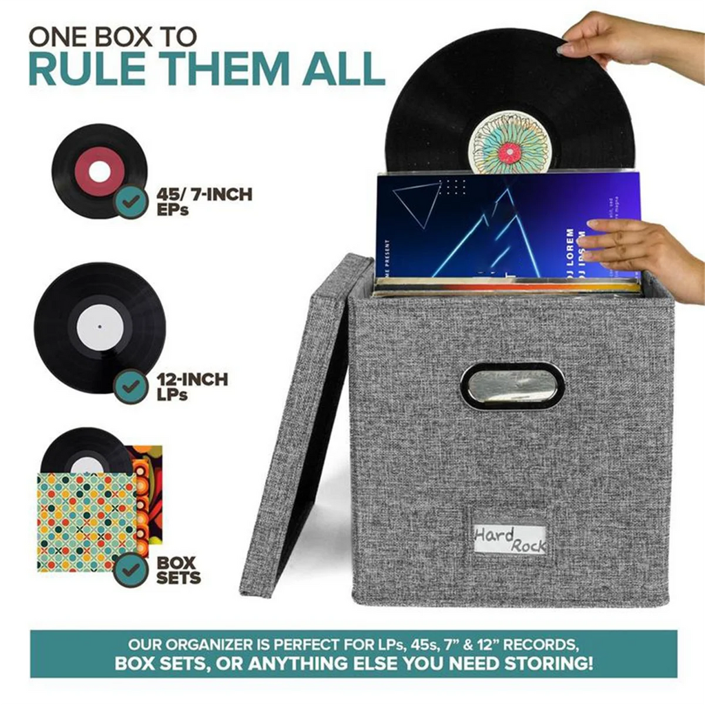 Vinyl Record Storage Box with Lid and Handles A5232
