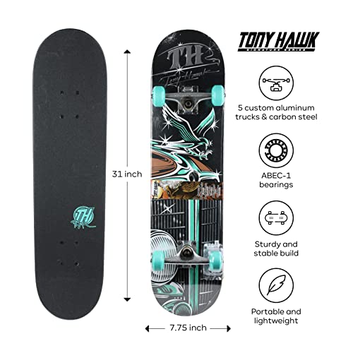 31" Skateboard with Pro Trucks, Full Grip Tape, 9-Ply Maple Deck H274
