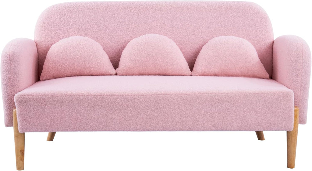 Pink Velvet Mini Couch with 3 Lumbar Pillows I979837