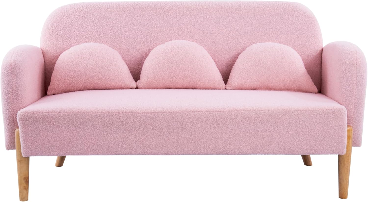 Pink Velvet Mini Couch with 3 Lumbar Pillows I979837