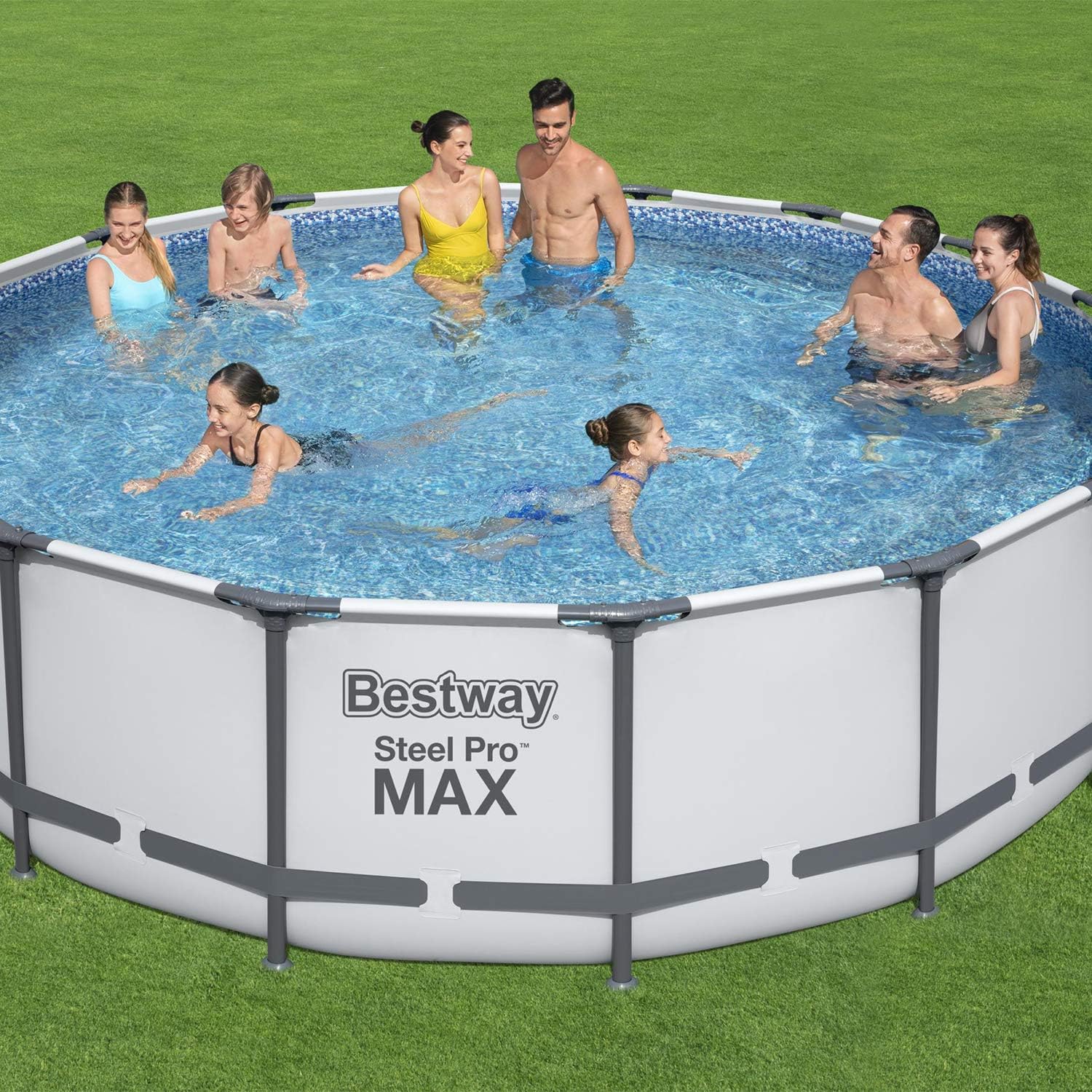 16 x 4 Foot Steel Frame Above Ground Round Swimming Pool Set with Ladder, Cover, Filter Pump P6455