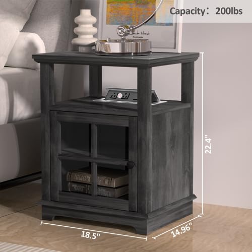 White Nightstand with Charging Station and Adjustable Shelf H755260