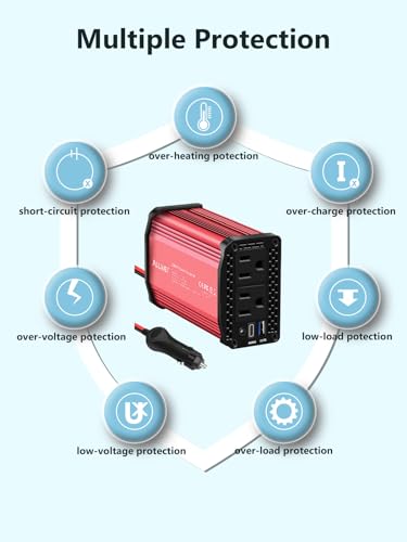 300W 12V to 110V Car Power Inverter with PD 27W USB-C and 18W USB-A D419531