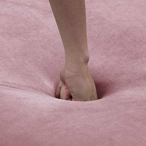 Pink Velvet Sleeper Sofa Couch Bed with Two Pillows Q18078