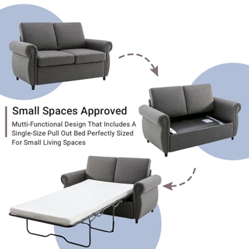 Gray Convertible Sleeper Sofa with Twin Size Memory Mattress U193133