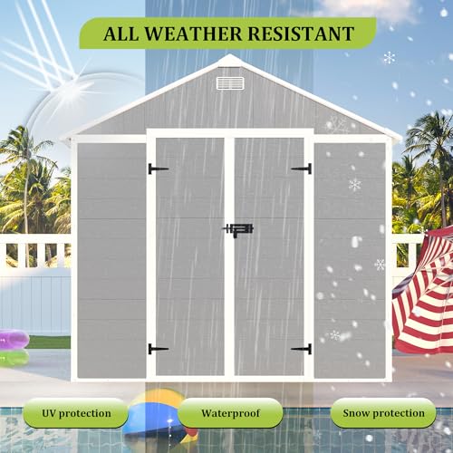 Gray 8x8 FT Outdoor Resin Storage Shed I29384