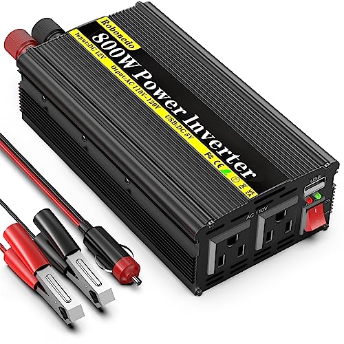 800 Watt DC 12v to 110v AC Car Power Inverter with 2 AC Outlets and 2.4A USB Ports X97852