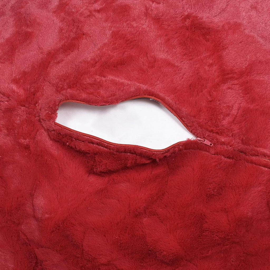 Red Faux Fur Bean Bag Chair with Memory Foam I12283