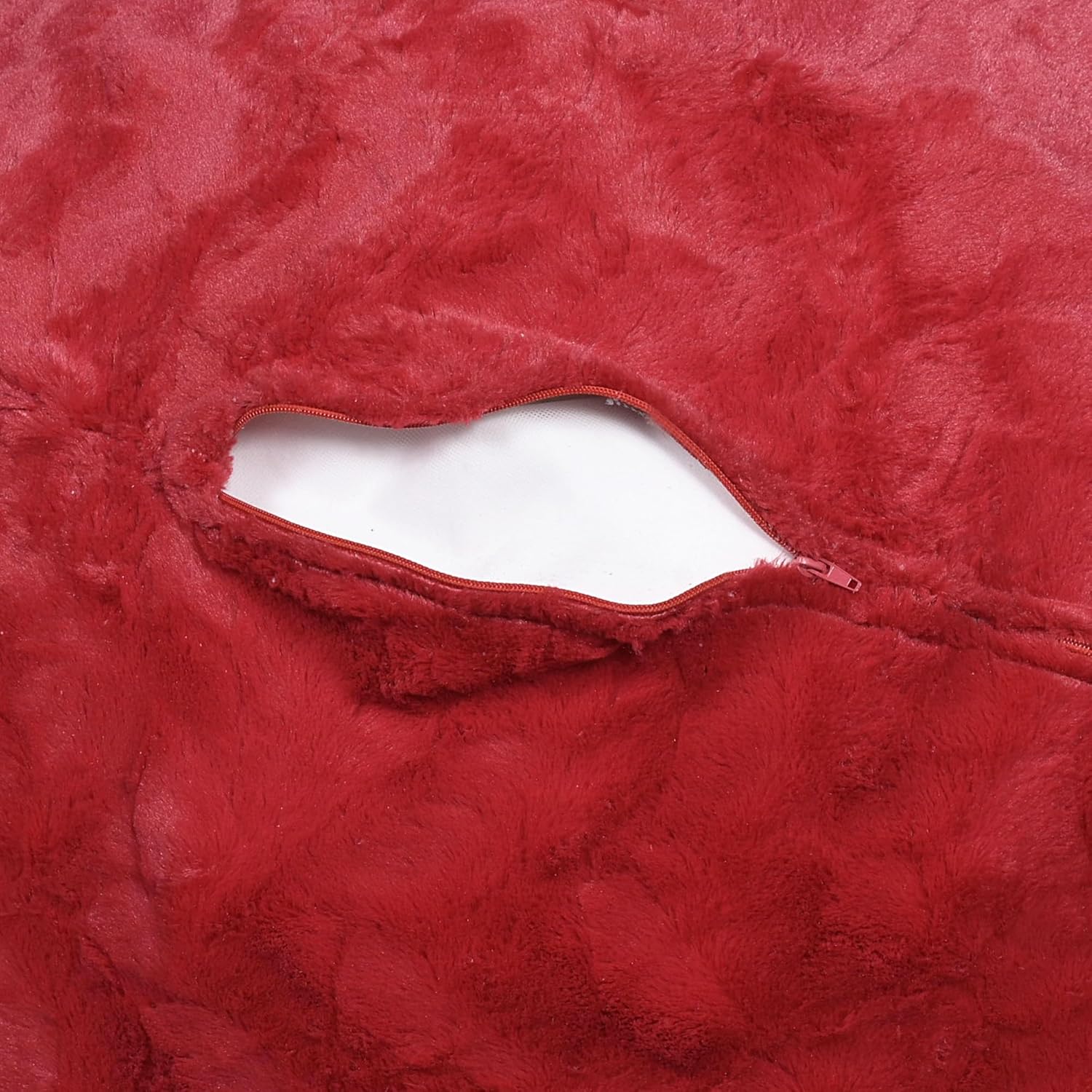 Red Faux Fur Bean Bag Chair with Memory Foam I12283