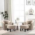 Swivel Accent Chair with Ottoman Set of 2, Soft Velvet Barrel Chair with Footrest F548667