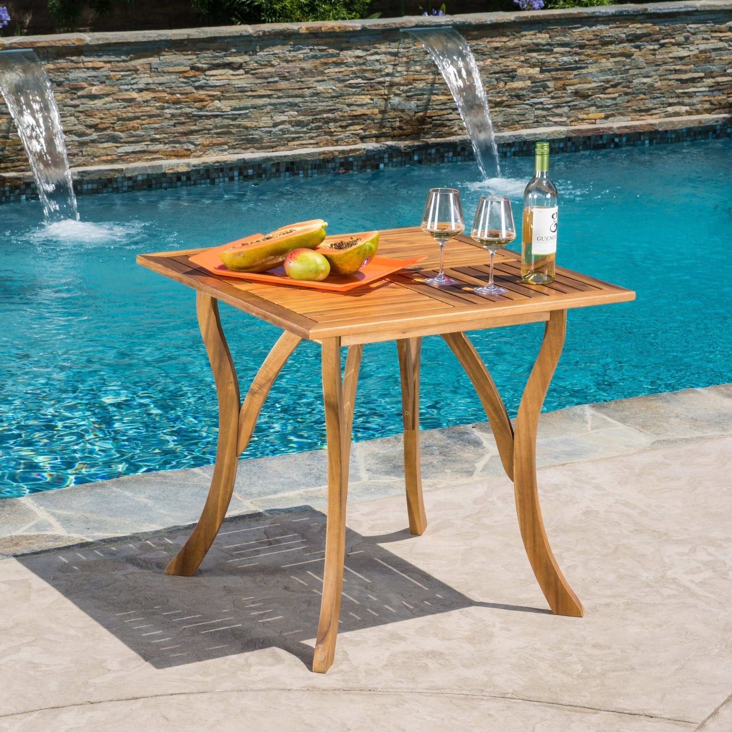 Gray Acacia Wood Square Dining Table B13848