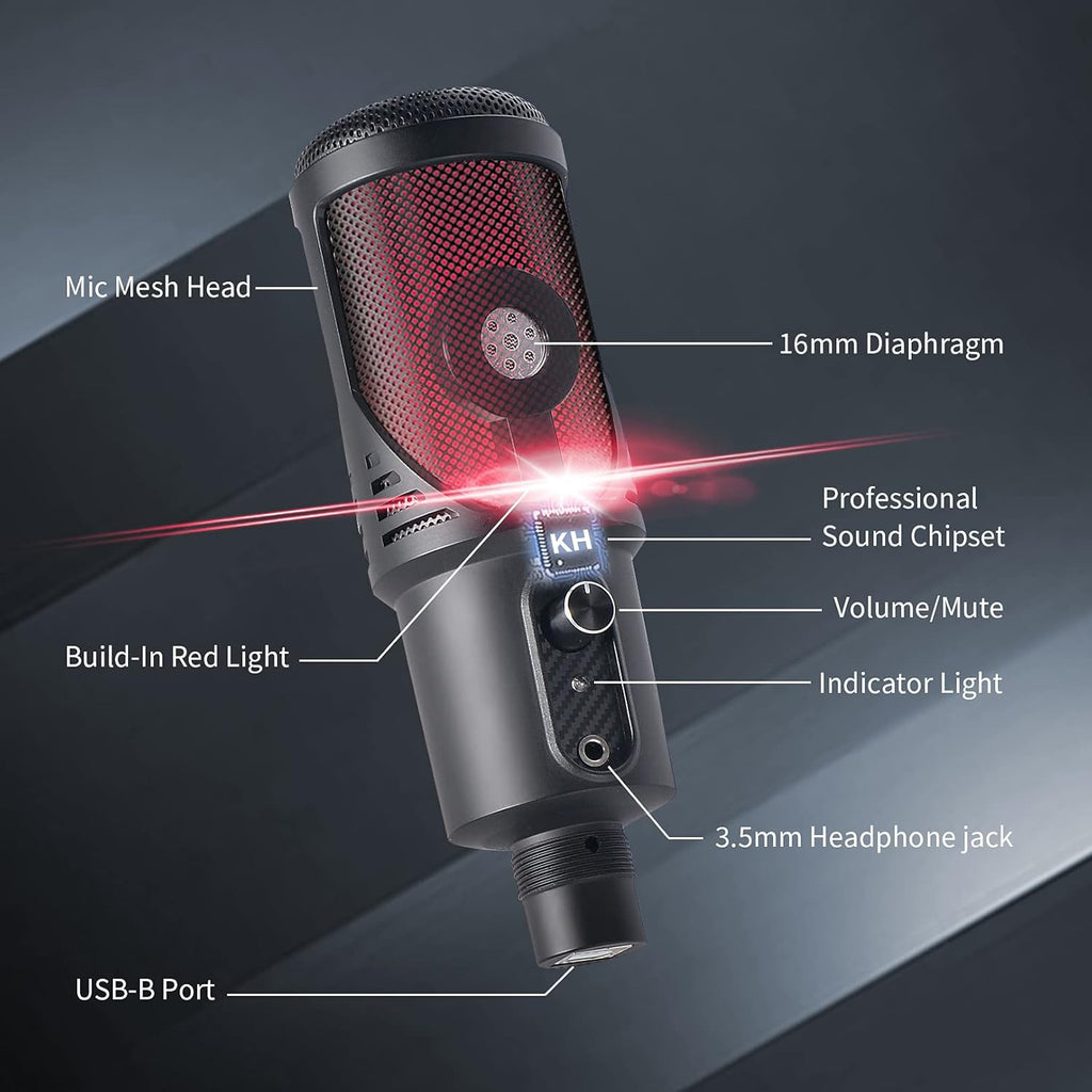 Red LED USB Condenser Microphone, Cardioid, Pack of 2 M974896