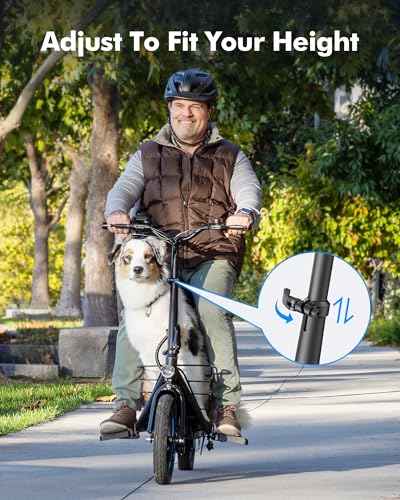 Electric Scooter with Seat & Pet Basket - 30 Miles Range 650W Motor 48V 13.5Ah Battery 18.6MPH 14" Pneumatic Tires Foldable Design Dual Shock Absorbers 300lbs Capacity P813