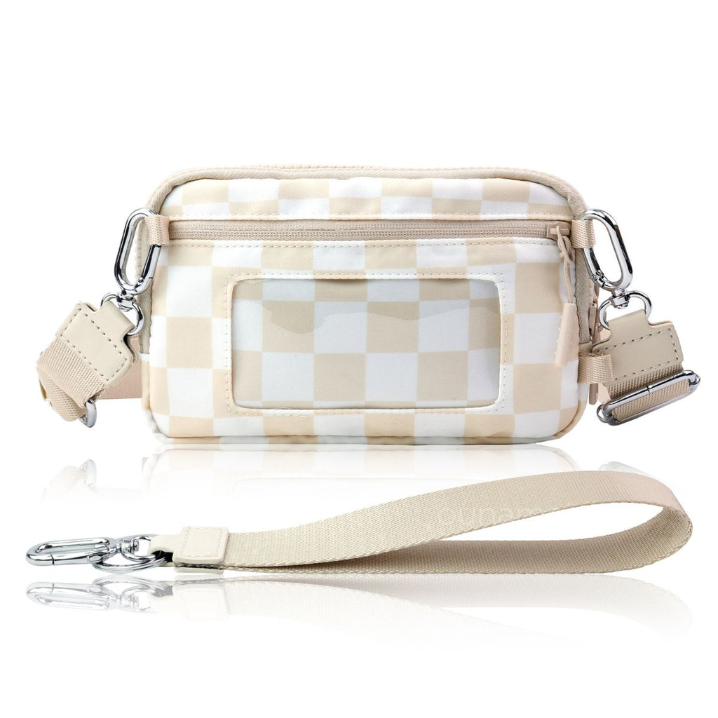 Ounamei Quilted Nylon Wristlet Crossbody Wallet for Women 4-Zipper Small Bag with RFID Protection & Adjustable Strap